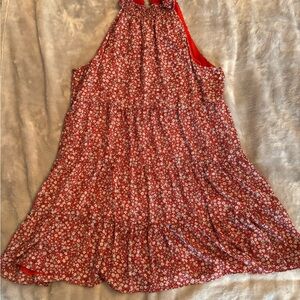 Floral Red Halter Dress